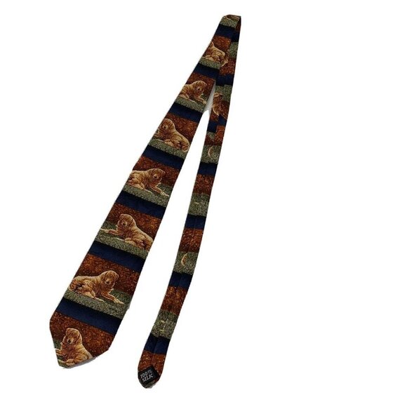 Golden Retriever 100% Silk 57” Dog And Baseball Men’s Tie Bonnie Marris - Picture 1 of 8
